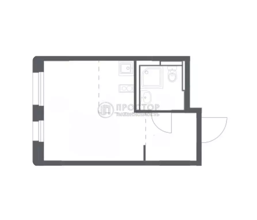 Квартира-студия: село Ям, улица Мезенцева, 21 (24 м) - Фото 1