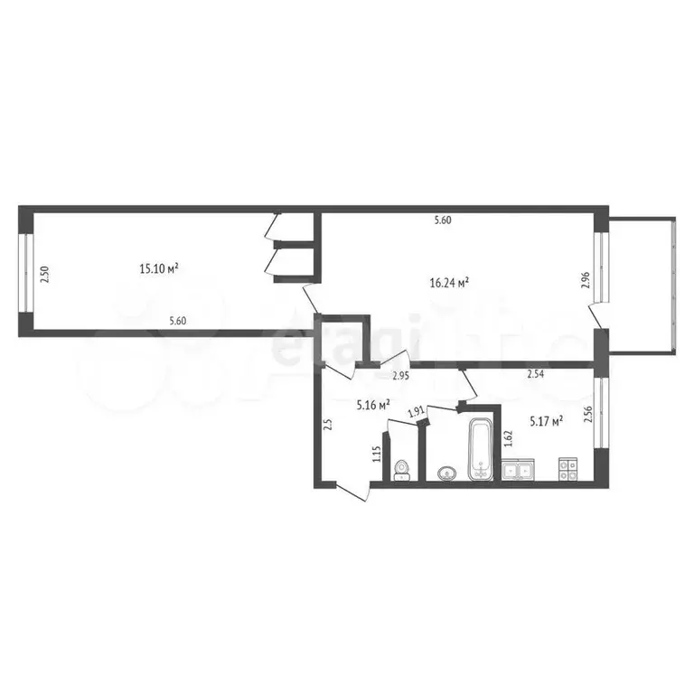 2-к. квартира, 44 м, 5/5 эт. - Фото 0