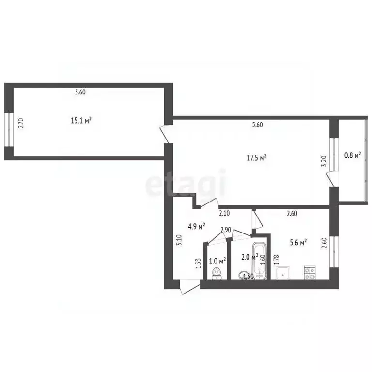 2-к кв. Башкортостан, Стерлитамак ул. Курчатова, 8 (46.1 м) - Фото 2