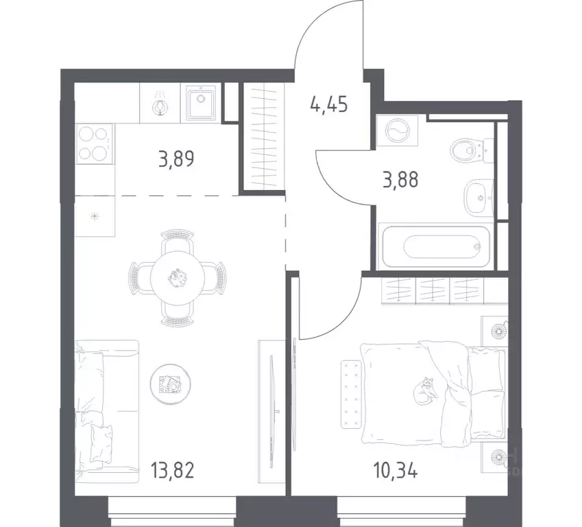 1-к кв. Московская область, Домодедово городской округ, с. Ям ... - Фото 1