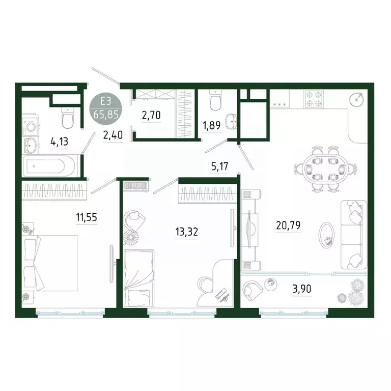 2-к кв. Тульская область, Тула Садовод-любитель СТ,  (65.85 м) - Фото 0