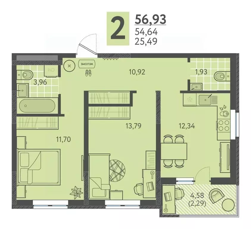 2-к кв. Краснодарский край, Краснодар ул. Имени Виктора Анфиногенова, ... - Фото 1