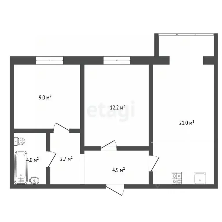 2-к кв. Тюменская область, Тюмень Солнечный проезд, 4 (51.2 м) - Фото 2