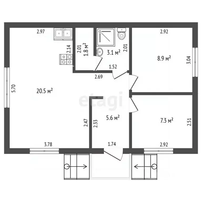 Дом в Тюменская область, Тюмень Тополя СНТ, ул. 6-я (47 м) - Фото 2