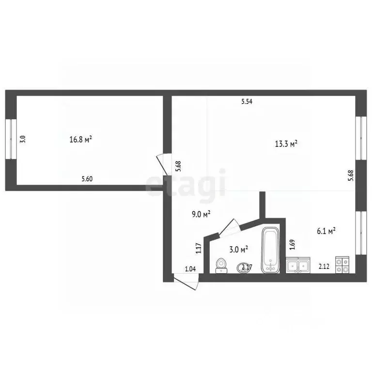 2-к кв. Крым, Симферополь ул. Крымских Партизан (48.0 м) - Фото 2