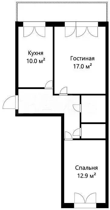 2-к. квартира, 51,6 м, 4/5 эт. - Фото 0