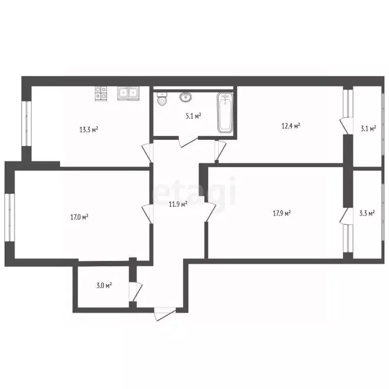 3-к кв. Крым, Симферополь ул. Севастопольская (87.0 м) - Фото 2