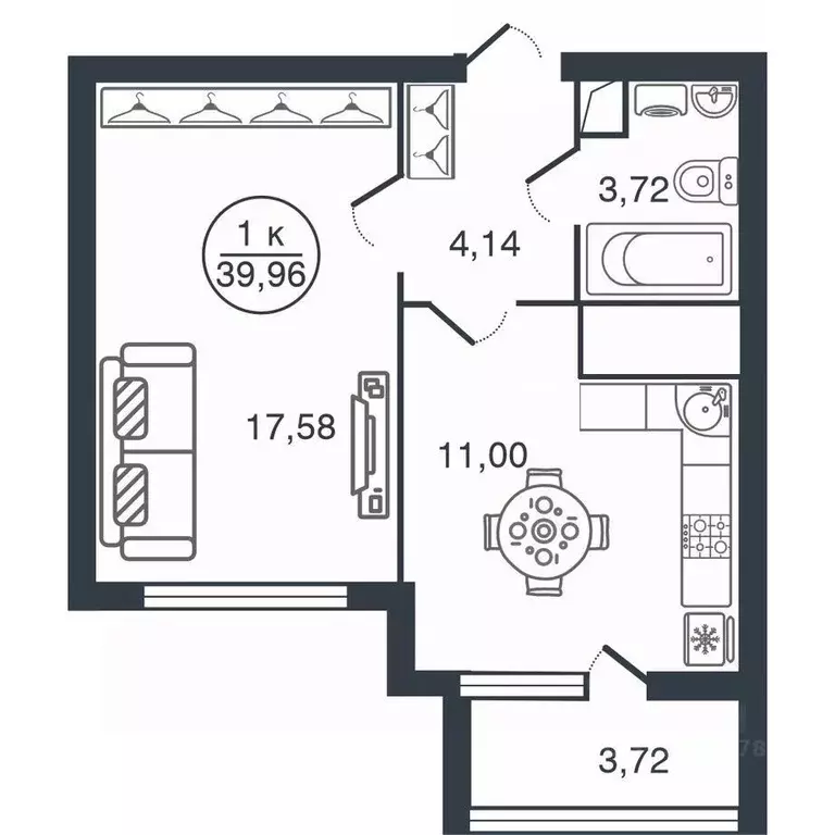 1-к кв. Тверская область, Тверь Бурашевское ш., 60 (40.0 м) - Фото 1