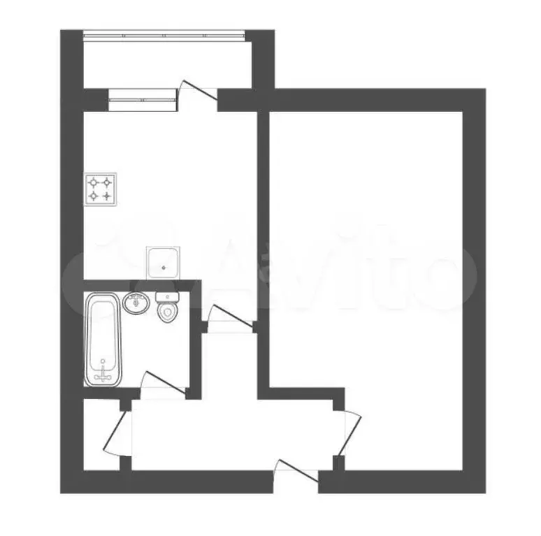 1-к. квартира, 31,5 м, 3/5 эт. - Фото 0