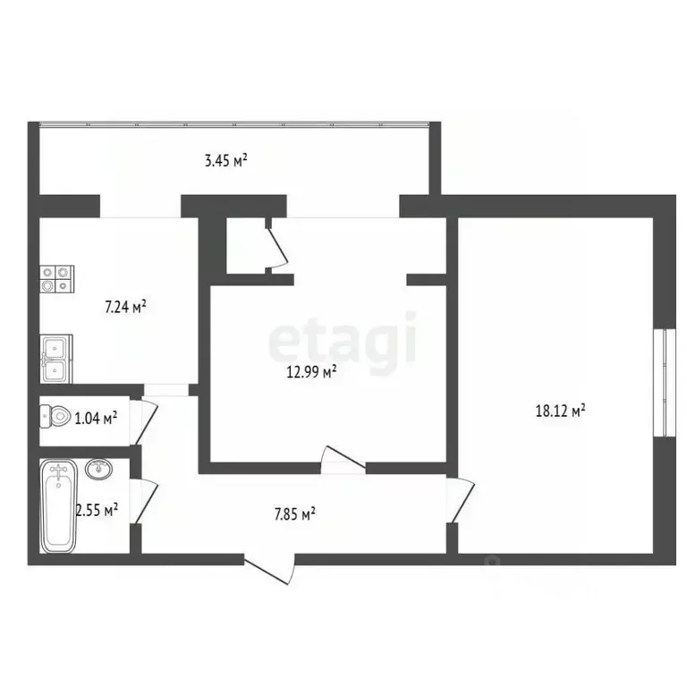 2-к кв. Севастополь ул. Павла Корчагина, 28 (55.0 м) - Фото 2