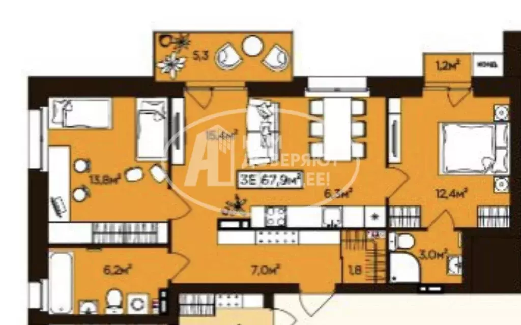 3-комнатная квартира: Пермь, Каслинский переулок, 6 (65.6 м) - Фото 1