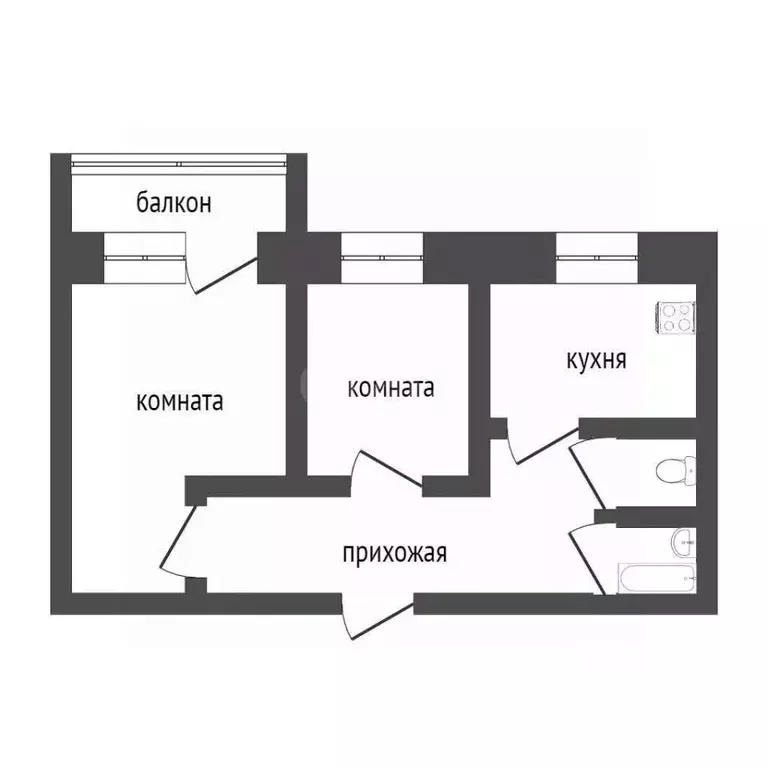 2-к кв. Курганская область, Курган ул. Карла Маркса, 13 (49.2 м) - Фото 2