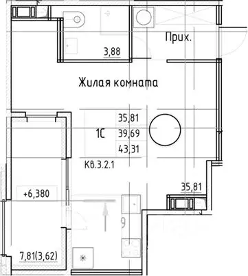 Студия Санкт-Петербург Заставская ул., 30 (42.3 м) - Фото 0