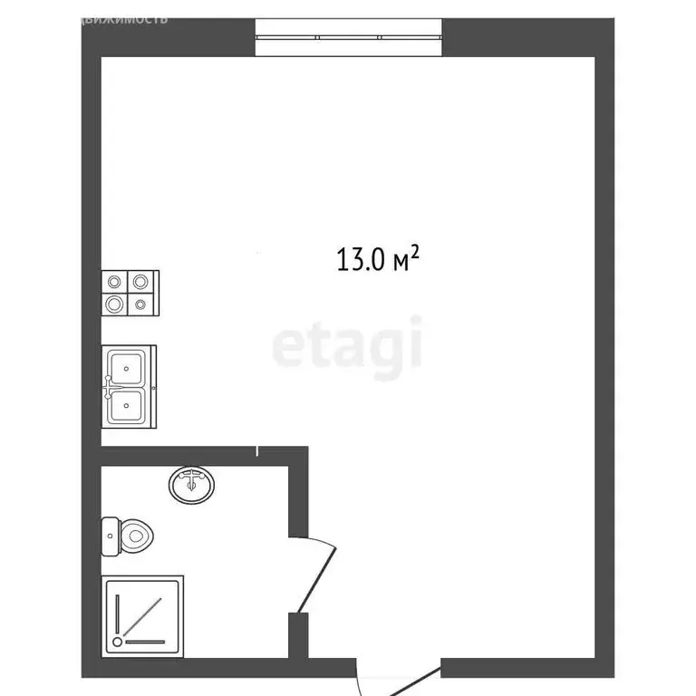 1к в -комнатной квартире (13 м) - Фото 1