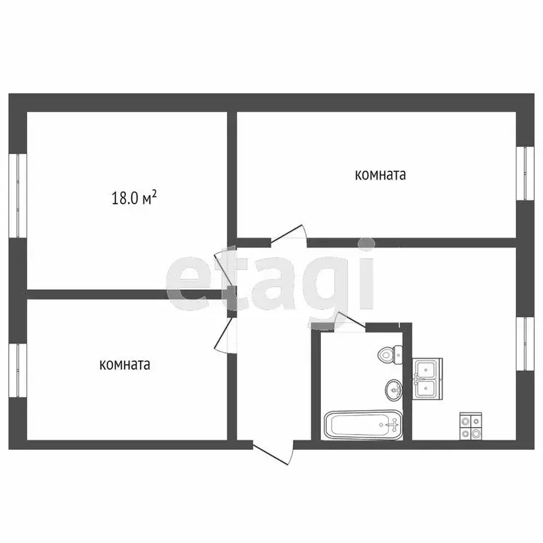 1к в -комнатной квартире (15 м) - Фото 1