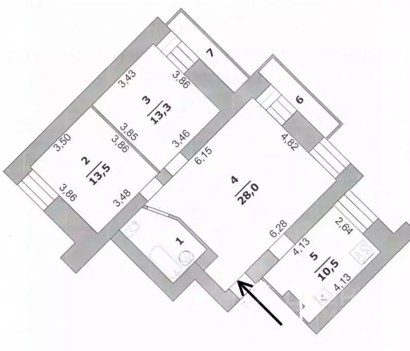 3-к кв. Белгородская область, Белгород ул. Костюкова, 36а (70.8 м) - Фото 2