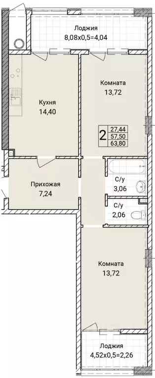 2-к кв. Севастополь ул. Братьев Манганари, 30к2 (63.8 м) - Фото 0