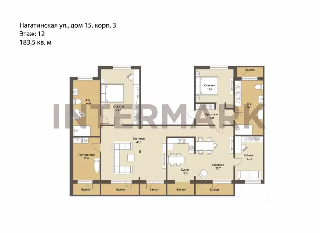 5-к кв. Москва Нагатинская ул., 15К3 (183.5 м) - Фото 1