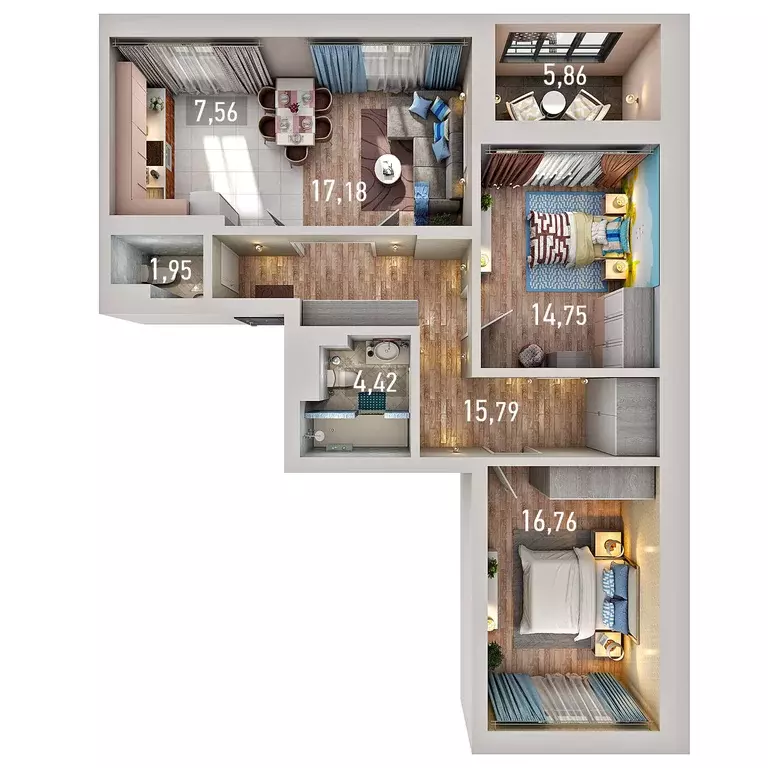 3-к квартира, 80.7 м - Фото 0