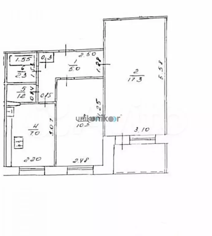 2-к. квартира, 43,6 м, 6/9 эт. - Фото 0