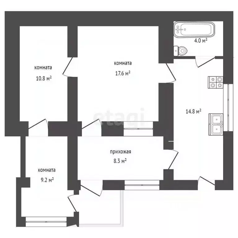 3-к кв. Крым, Ялта ул. Дмитрия Ульянова, 42 (65.0 м) - Фото 1