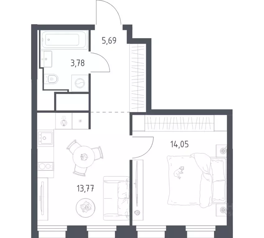 1-к кв. Москва Квартал на воде жилой комплекс, к5 (37.29 м) - Фото 1