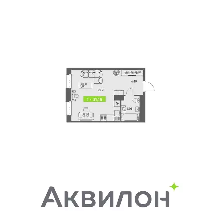 1-комнатная квартира: Архангельск, Троицкий проспект, 110 (31.16 м) - Фото 0