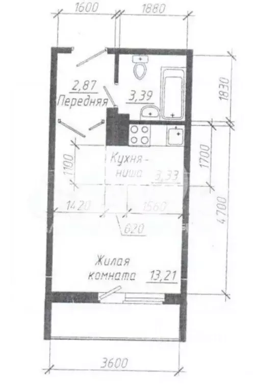 Студия Новосибирская область, Новосибирск ул. Виктора Уса, 11 (23.0 м) - Фото 1