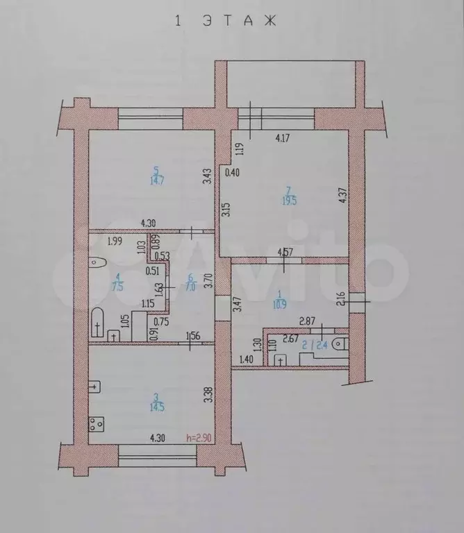 2-к. квартира, 76,5 м, 1/5 эт. - Фото 0