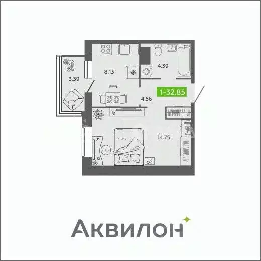 1-к кв. Архангельская область, Архангельск Северодвинская ул., 25А ... - Фото 2