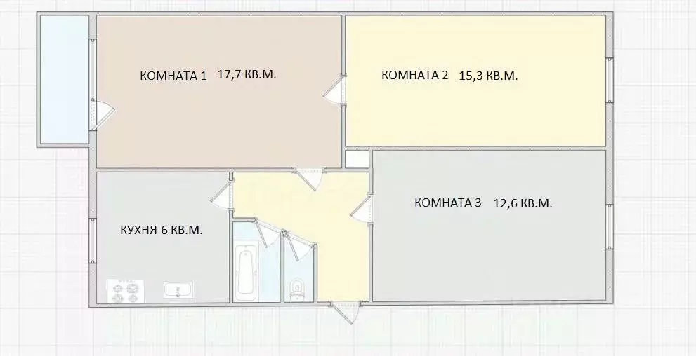3-к кв. Московская область, Люберцы городской округ, Красково пгт ул. ... - Фото 1