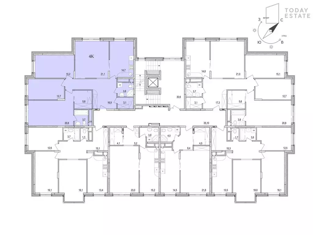 4-комнатная квартира: Болтино, улица Баздырева, 17 (117.8 м) - Фото 1