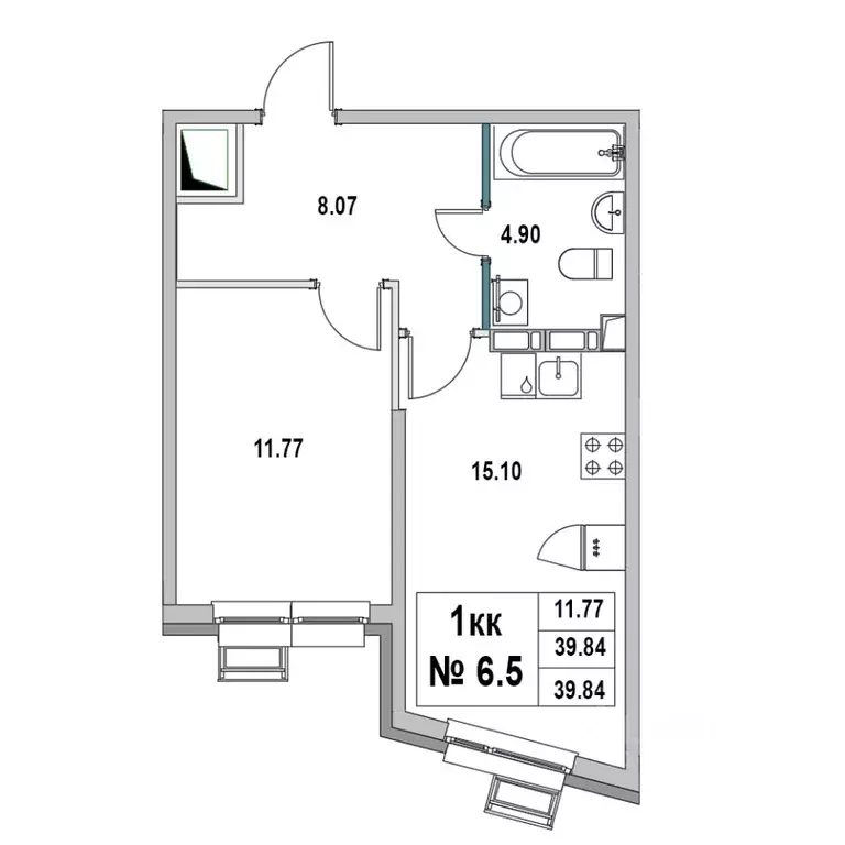 1-к кв. Ленинградская область, Выборг ул. 2-я Южная, 4 (39.84 м) - Фото 1