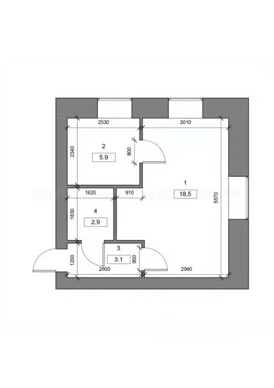 1-к кв. Татарстан, Казань ул. Короленко, 89 (30.4 м) - Фото 2