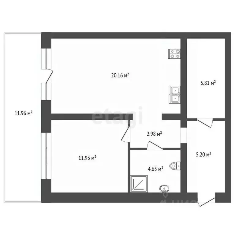 1-к кв. Тюменская область, Тюменский муниципальный округ, д. Дударева ... - Фото 1