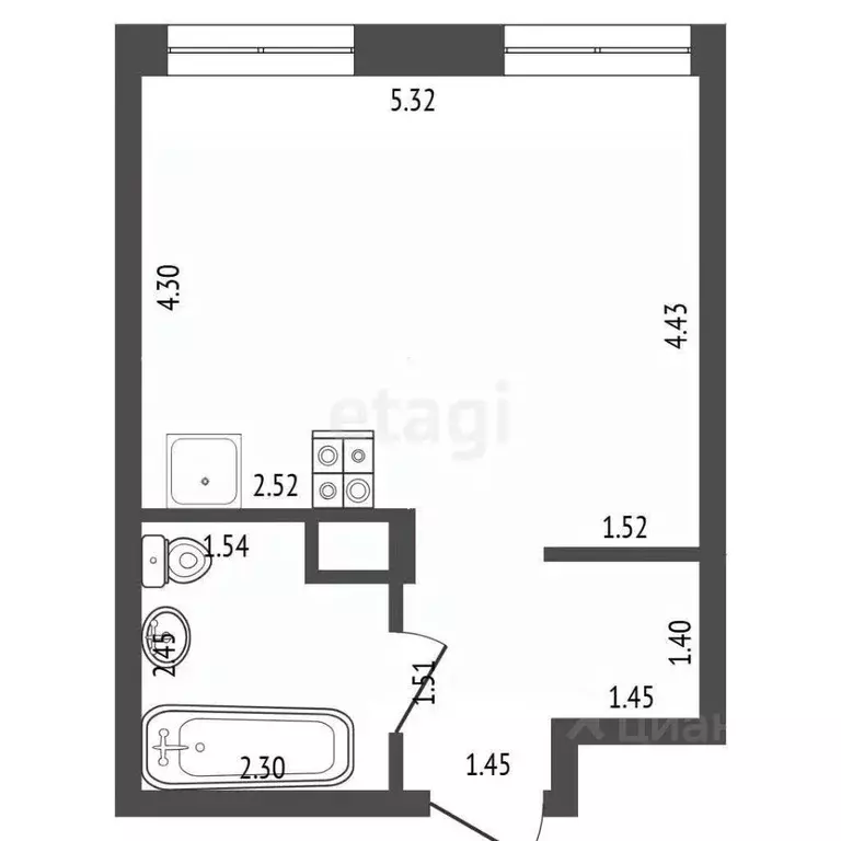 1-к кв. Тюменская область, Тюмень ул. Андрея Кореневского, 3 (33.2 м) - Фото 2