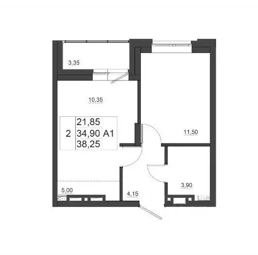 2-к кв. Красноярский край, Красноярск Мясокомбинат мкр,  (38.2 м) - Фото 1