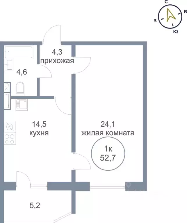 1-к кв. Ханты-Мансийский АО, Сургут тракт Югорский, 50/3 (52.7 м) - Фото 0