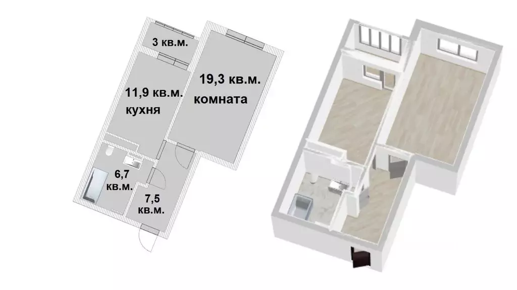 1-к кв. Московская область, Химки просп. Мельникова, 1 (45.4 м) - Фото 0