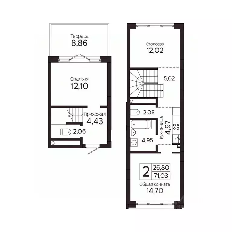 2-к кв. Томская область, Томск Комсомольский просп., 48Б (71.03 м) - Фото 0