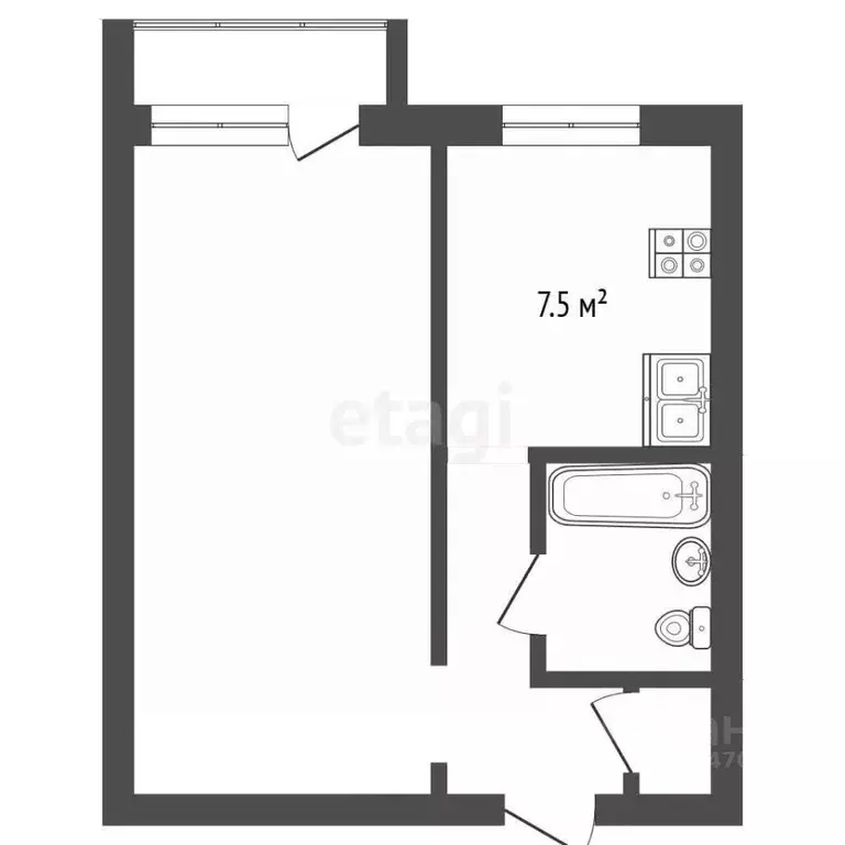 1-к кв. Московская область, Воскресенск Рабочая ул., 124 (33.0 м) - Фото 2