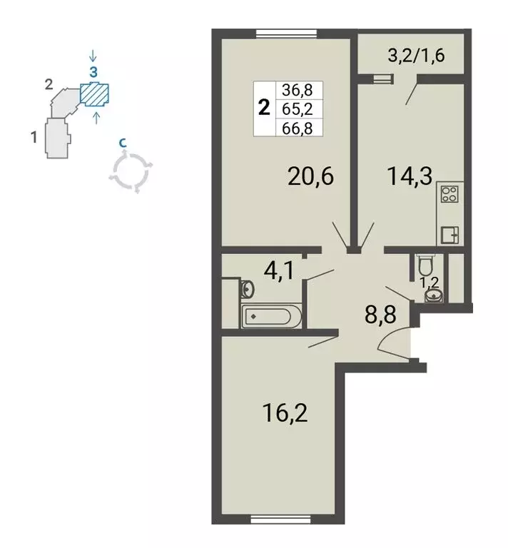 2-комнатная квартира: Москва, улица Липчанского, 10 (66.8 м) - Фото 0