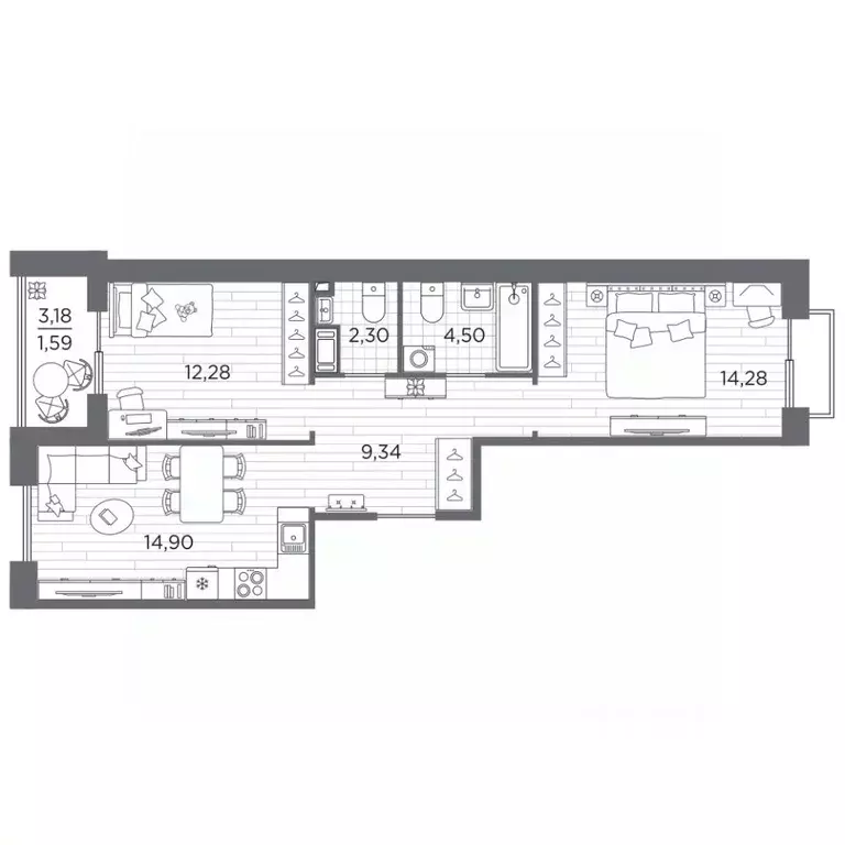 2-к кв. Санкт-Петербург Полюстровский просп., 87 (59.19 м) - Фото 0