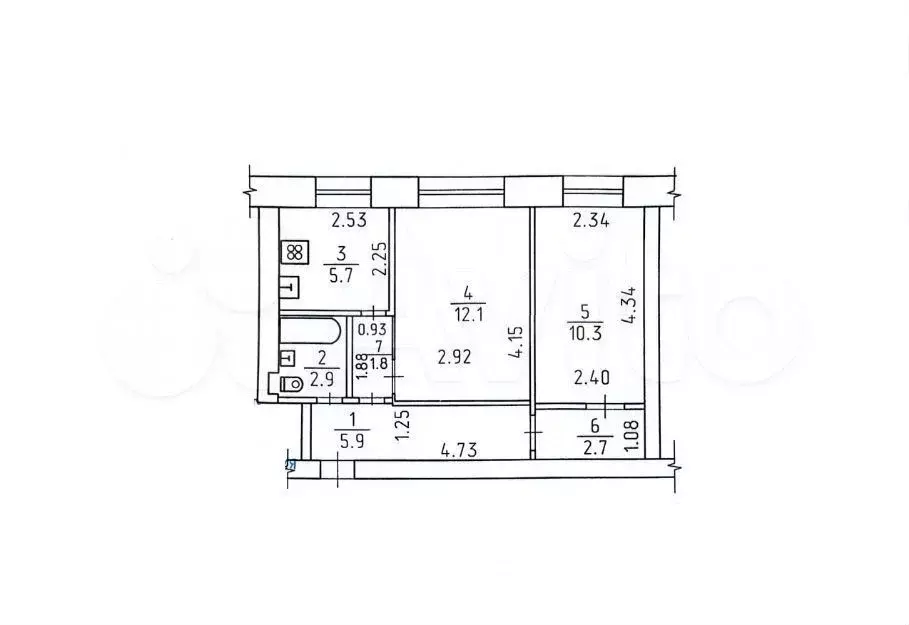 2-к. квартира, 42 м, 2/5 эт. - Фото 0