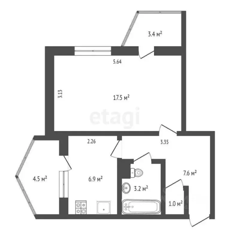 1-к кв. Крым, Ялта ул. Грибоедова, 9 (44.1 м) - Фото 1