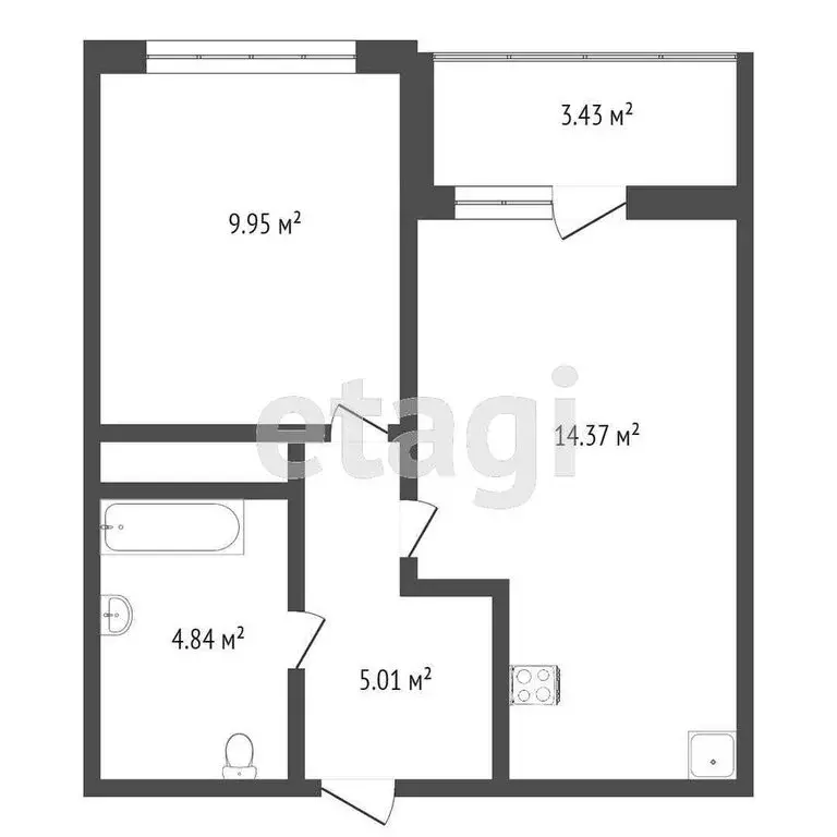 1-комнатная квартира: Тюмень, улица Пархоменко, 119 (35.5 м) - Фото 0