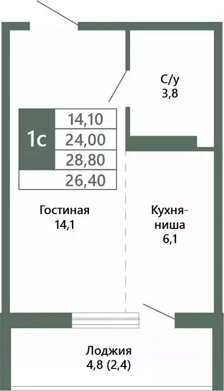 1-к кв. Кемеровская область, Кемерово 64-й мкр, Лучи жилой комплекс ... - Фото 1