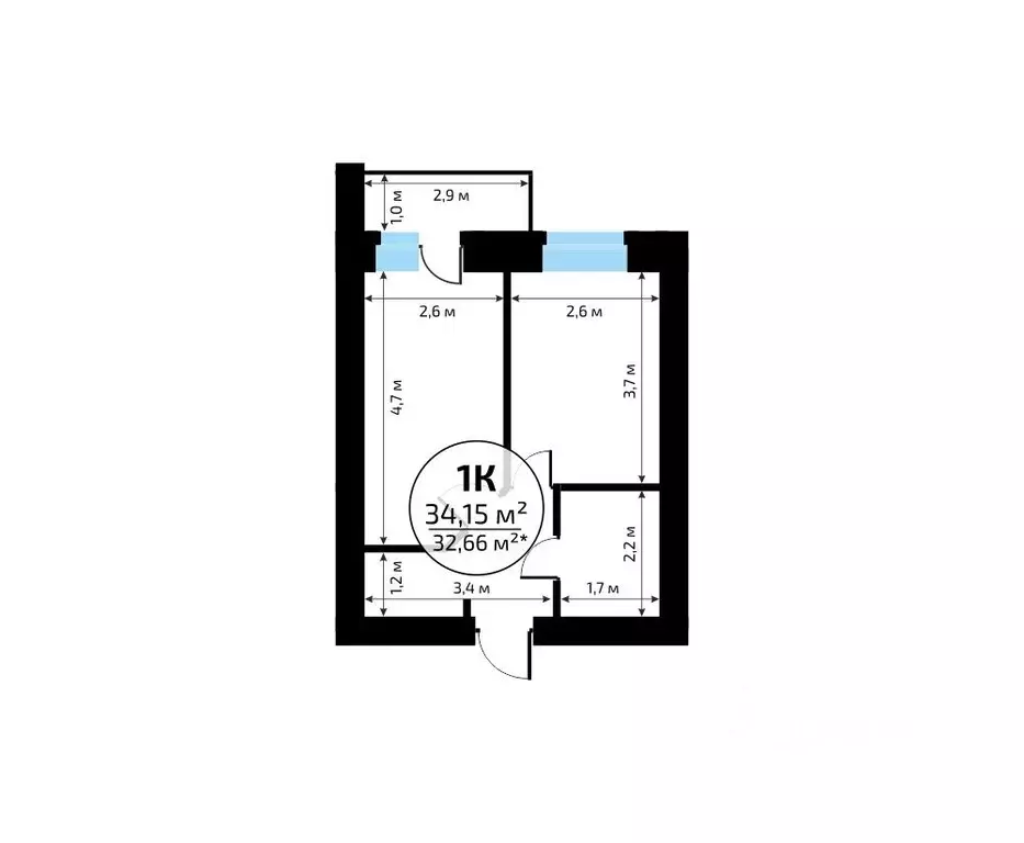 1-к кв. Самарская область, Самара пос. Мехзавод, 1-й кв-л, 50 (34.15 ... - Фото 2