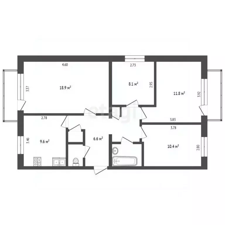 4-к кв. Камчатский край, Елизово ул. Чкалова, 26 (73.9 м) - Фото 2