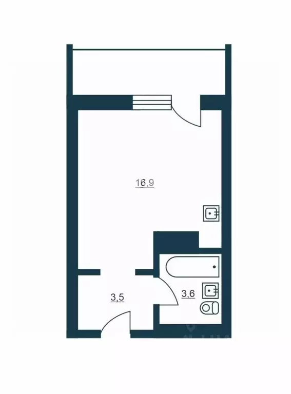Студия Новосибирская область, Новосибирск Горский мкр, 63/1 (25.0 м) - Фото 2